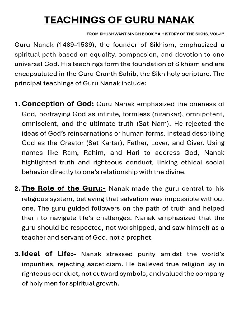 Teachings of Guru Nanak | PDF | Guru Nanak | God