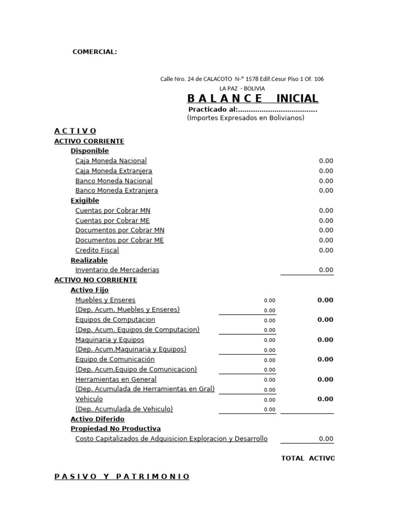 Formato para Del Balance Inicial y Libro Diario | PDF | Bancos | Sector ...