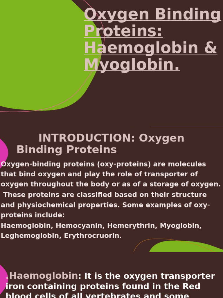 Haemoglobin and Myoglobin Overview | PDF | Hemoglobin | Nutrients