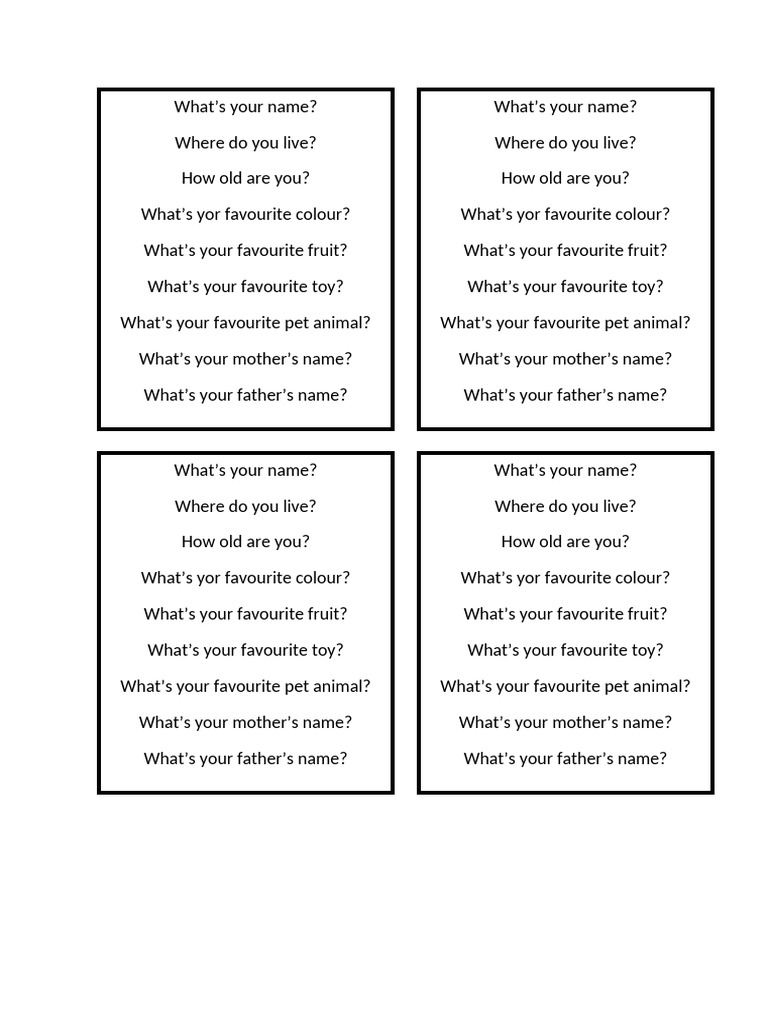 Common Personal Questions List | PDF