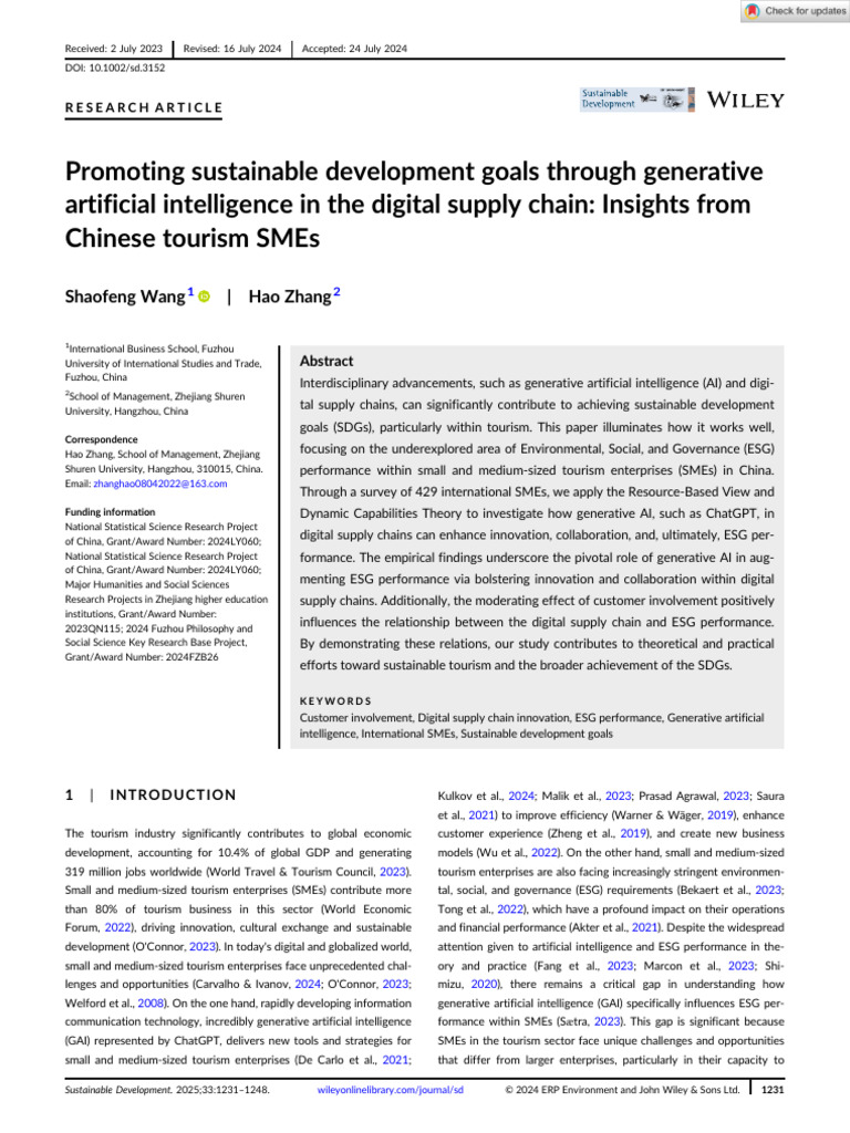 Shaofeng Wang Promoting Sustainable Development Goals | PDF | Supply ...