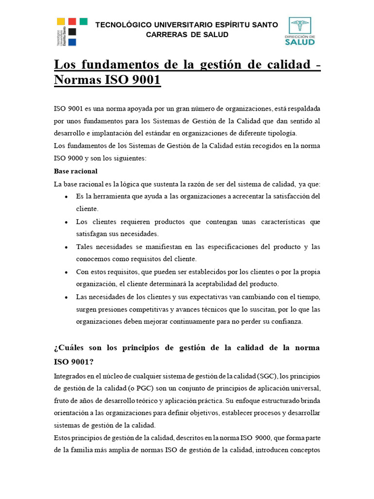 Fundamentos de la norma ISO 9001 | PDF | Gestión de la calidad ...