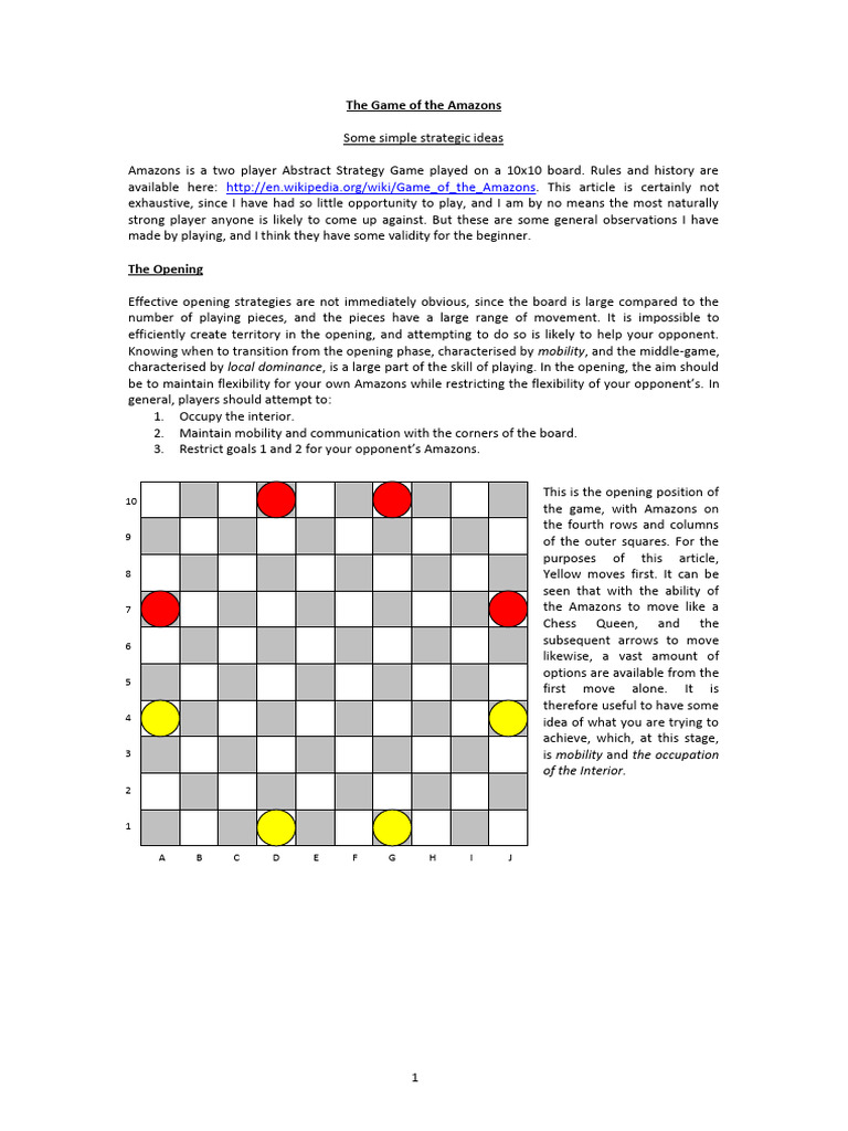 Strategy in The Game of The Amazons | PDF | Chess Theory | Chess