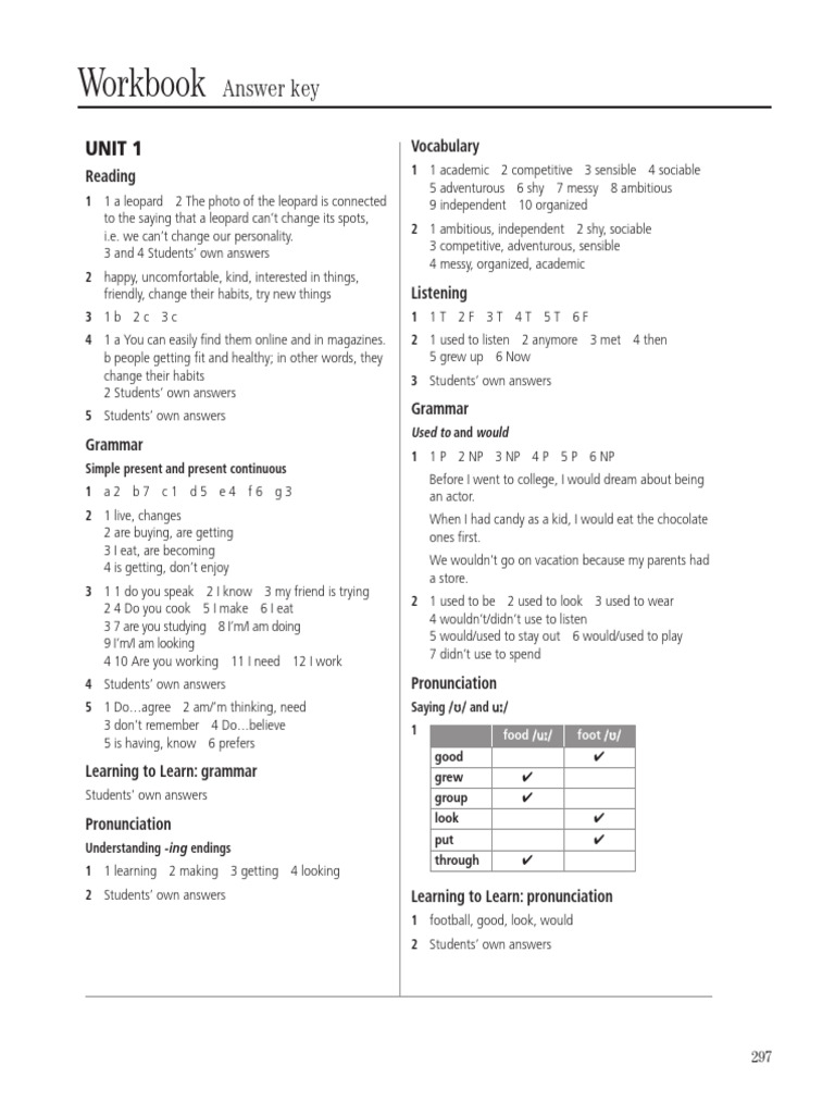 AnswerKeys Workbook AllUnits | PDF | English Language | Linguistics