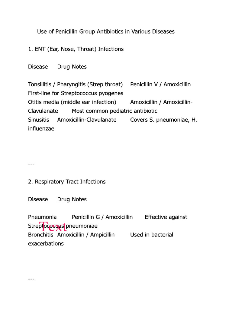 USE of Penicillin Antibiotics | PDF