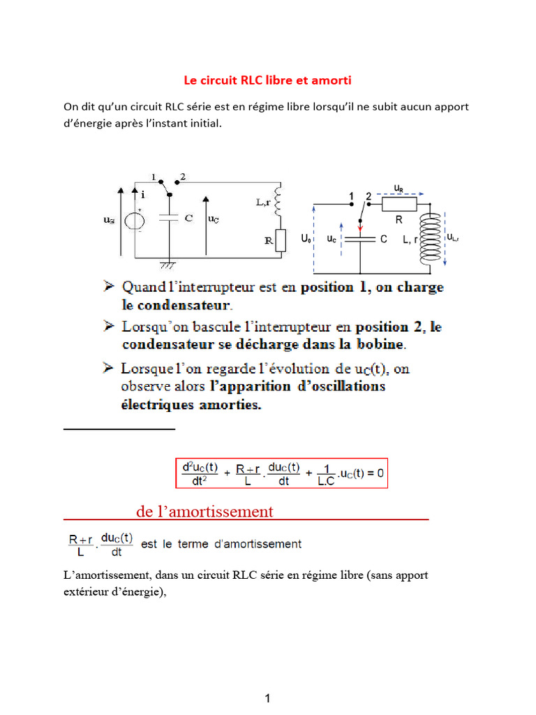Circuit RLC : Régimes et Équations | PDF | Mécanique | Électrotechnique