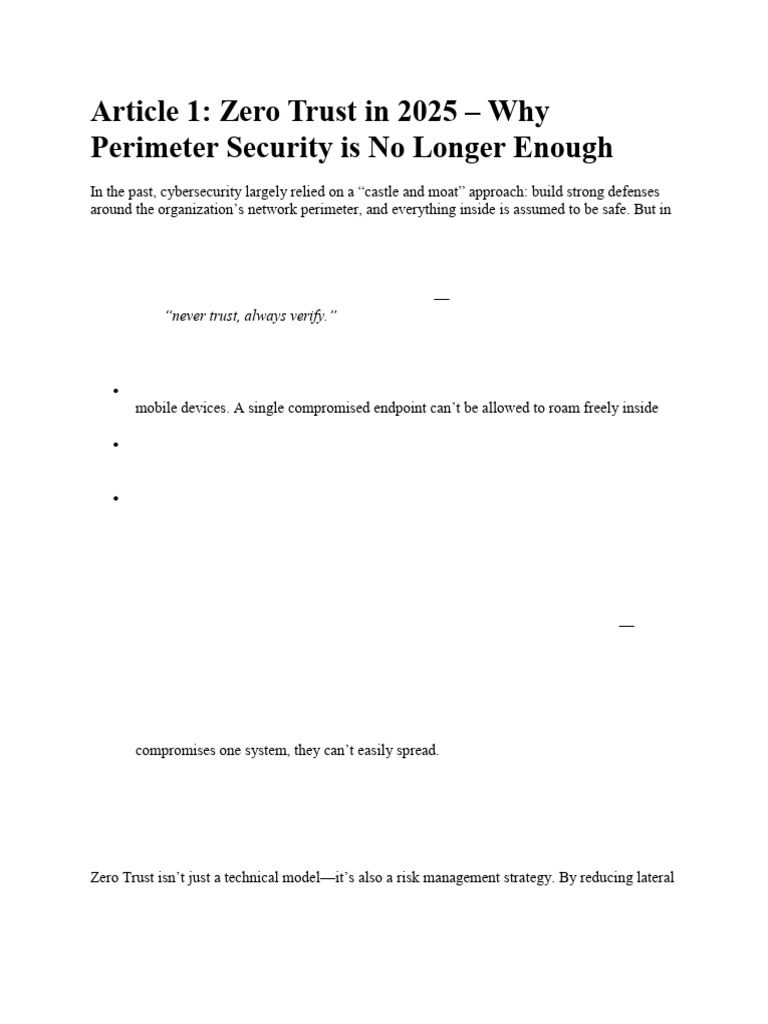 Zero Trust Security for 2025 Insights | PDF | Security | Computer Security