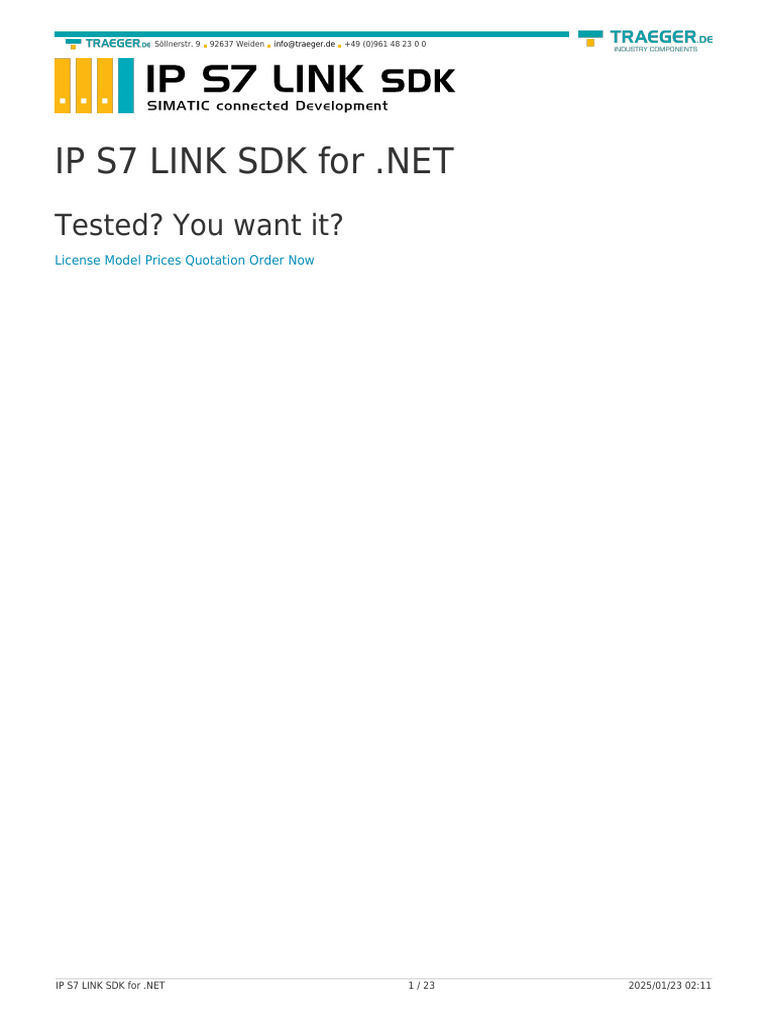 IP S7 LINK SDK for .NET Overview | PDF | Integer (Computer Science ...