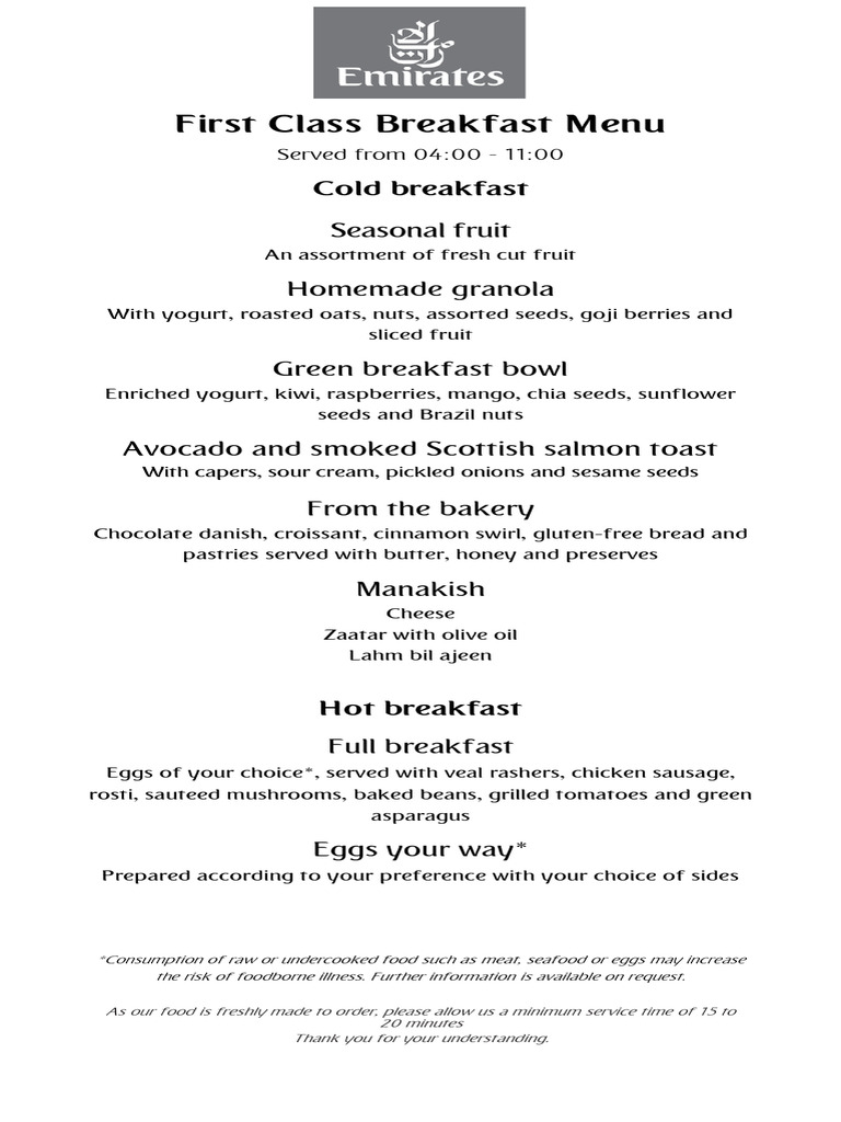 First Class Restaurant Menu Overview | PDF | Coffee | Hamburgers