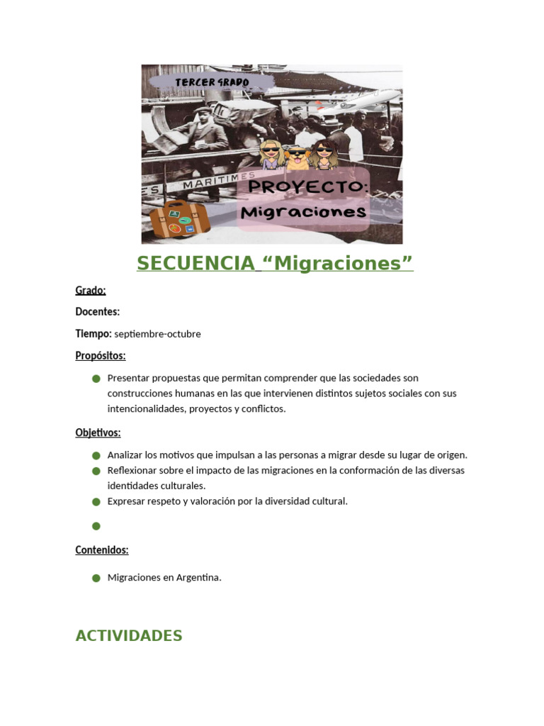 Actividades sobre Migraciones en Argentina | PDF | Migración humana