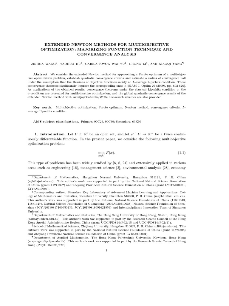 Extended Newton Methods for Multiobjective Optimization | PDF ...