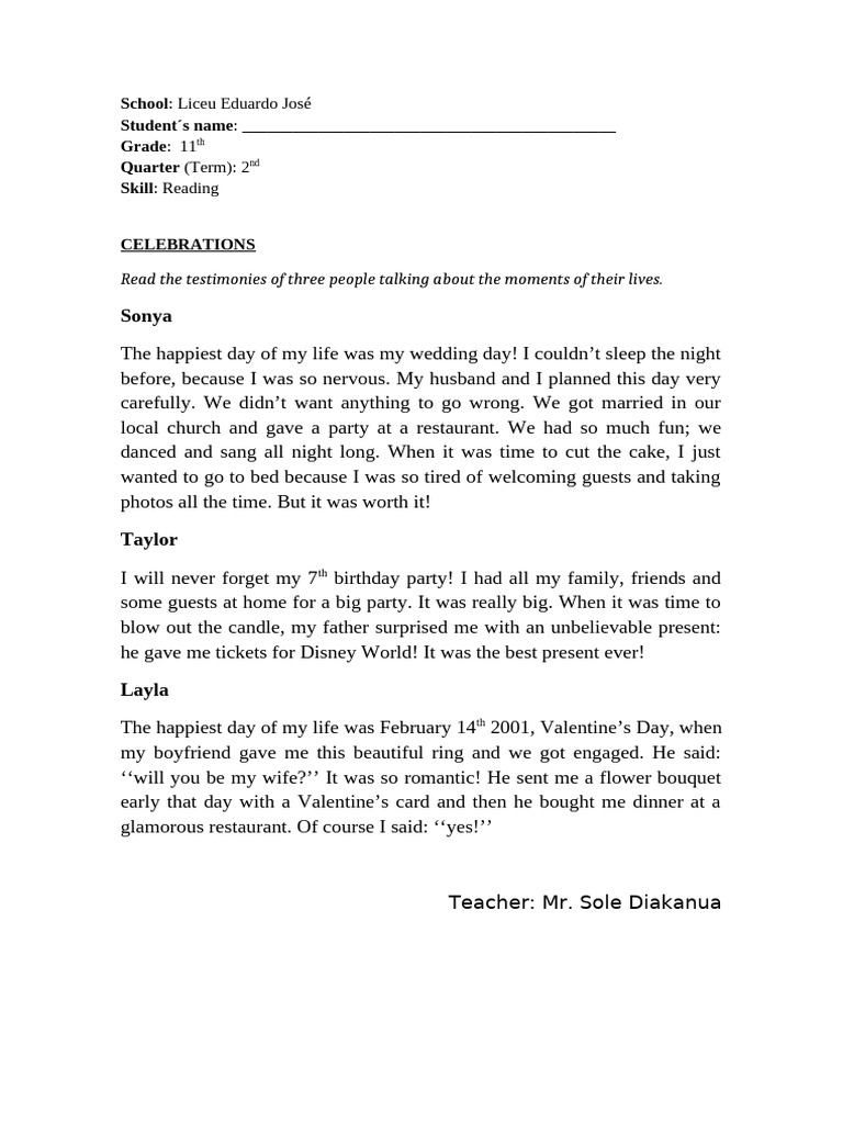 Celebrations | PDF