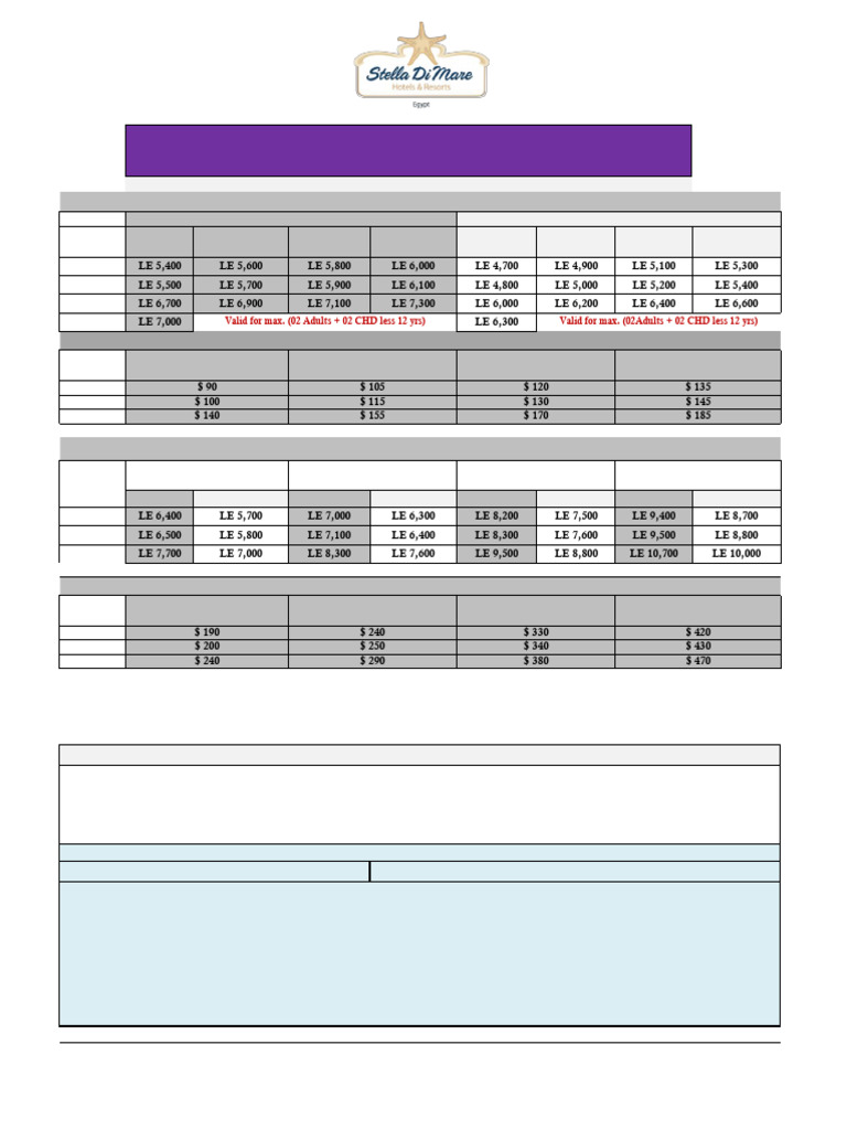 Stella Grand Hotel Room Rates & Policies | PDF