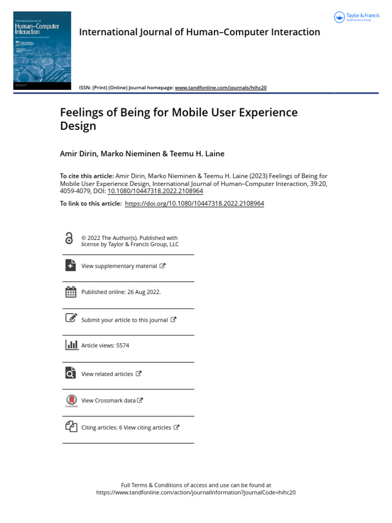 Feelings of Being For Mobile User Experience Design | PDF | User ...