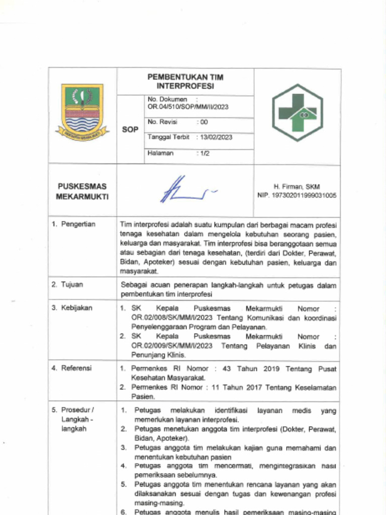 Prosedur Pembentukan Tim Interprofesi | PDF