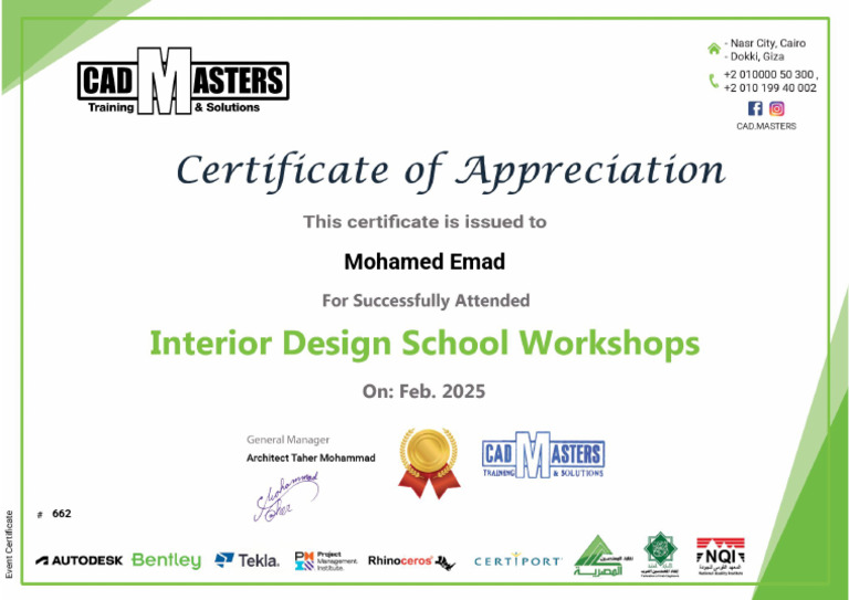 662 - Mohamed Emad CAD - Masters Certificates | PDF