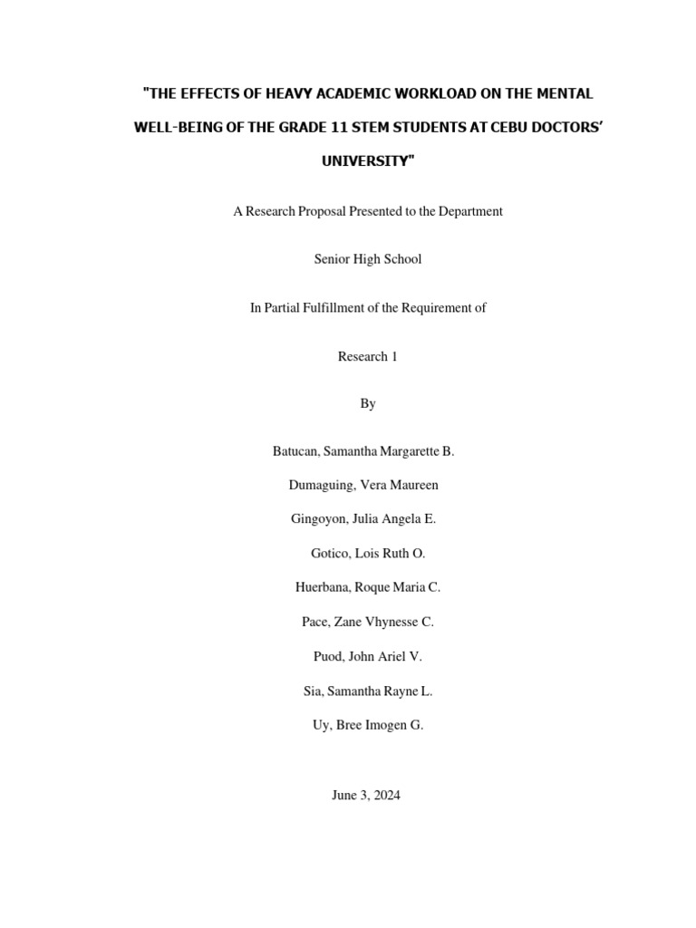 Impact of Heavy Workload on Grade 11 Students | PDF | Workload | Mental ...