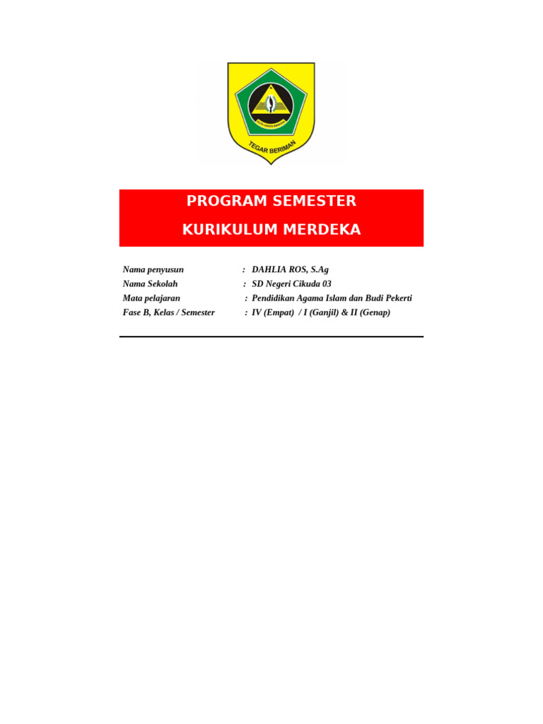 Program Semester PAI SD Cikuda 03 | PDF