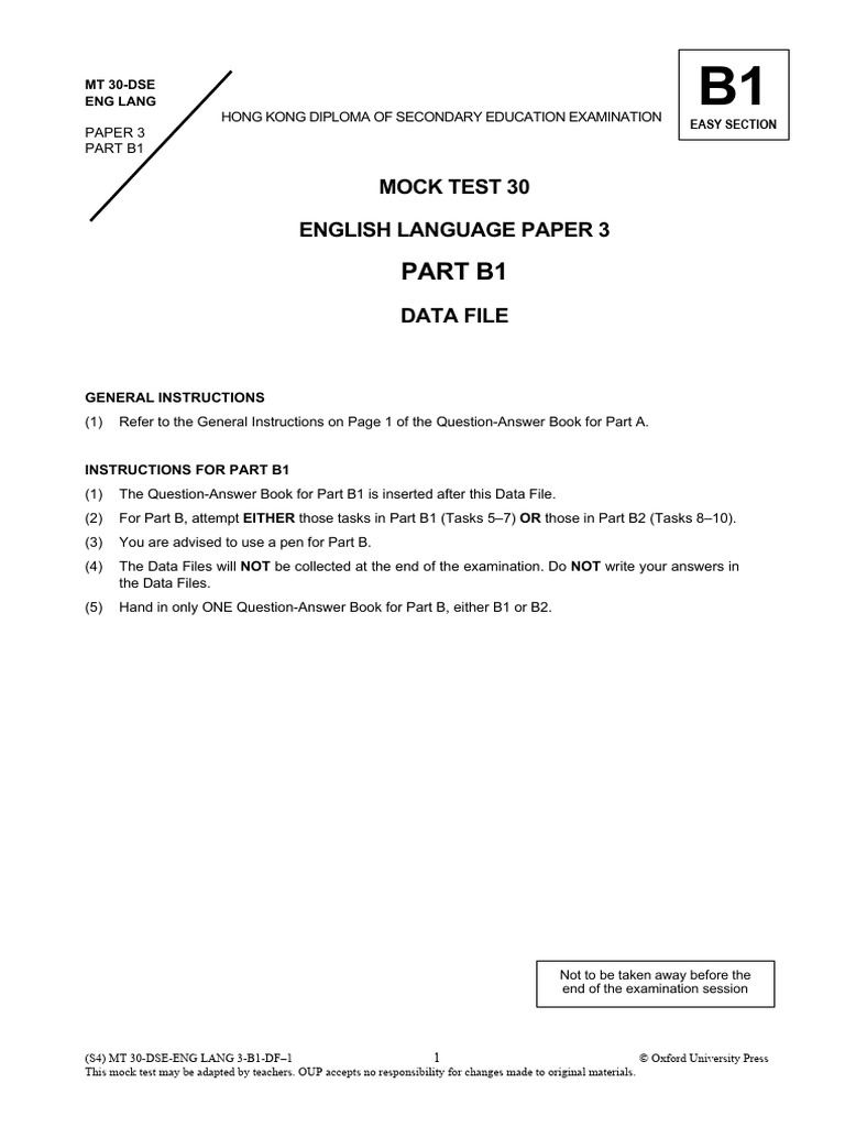 DSE English Language Mock Test B1 | PDF