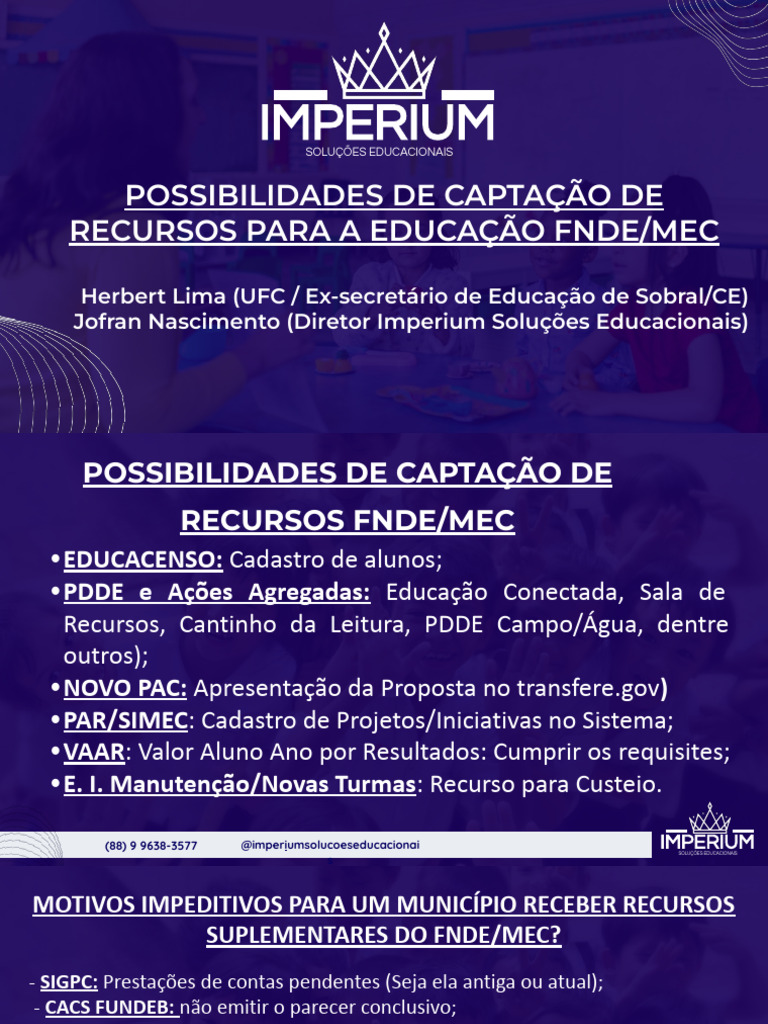 Captação de Recursos FNDE-MEC | PDF | Aprendizado