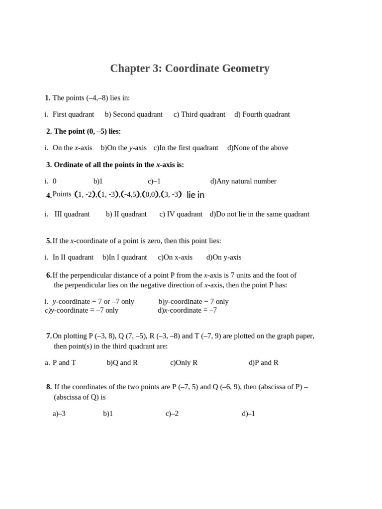 CH 3 Coordinate Geometry | PDF | Cartesian Coordinate System | Mathematics