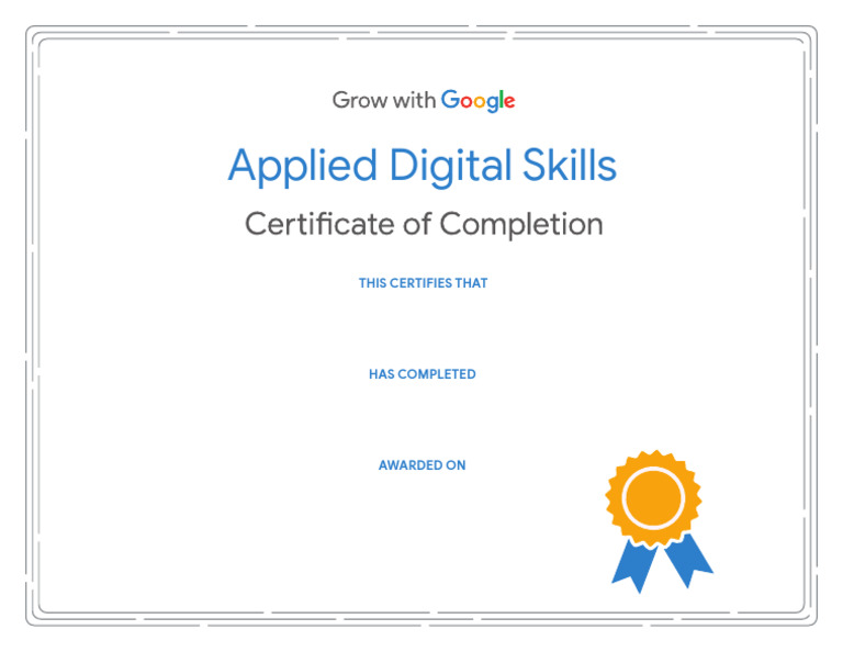 Applied Digital Skills 2 Certificate of Completion | PDF