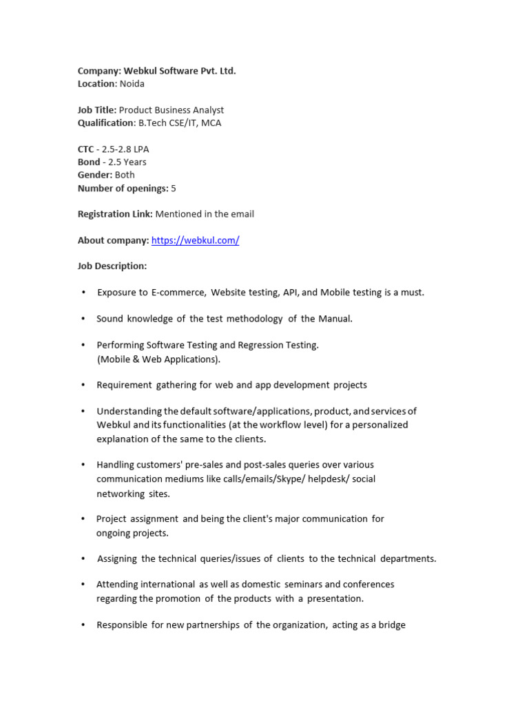 Webkul Interview Prep for Business Analyst | PDF