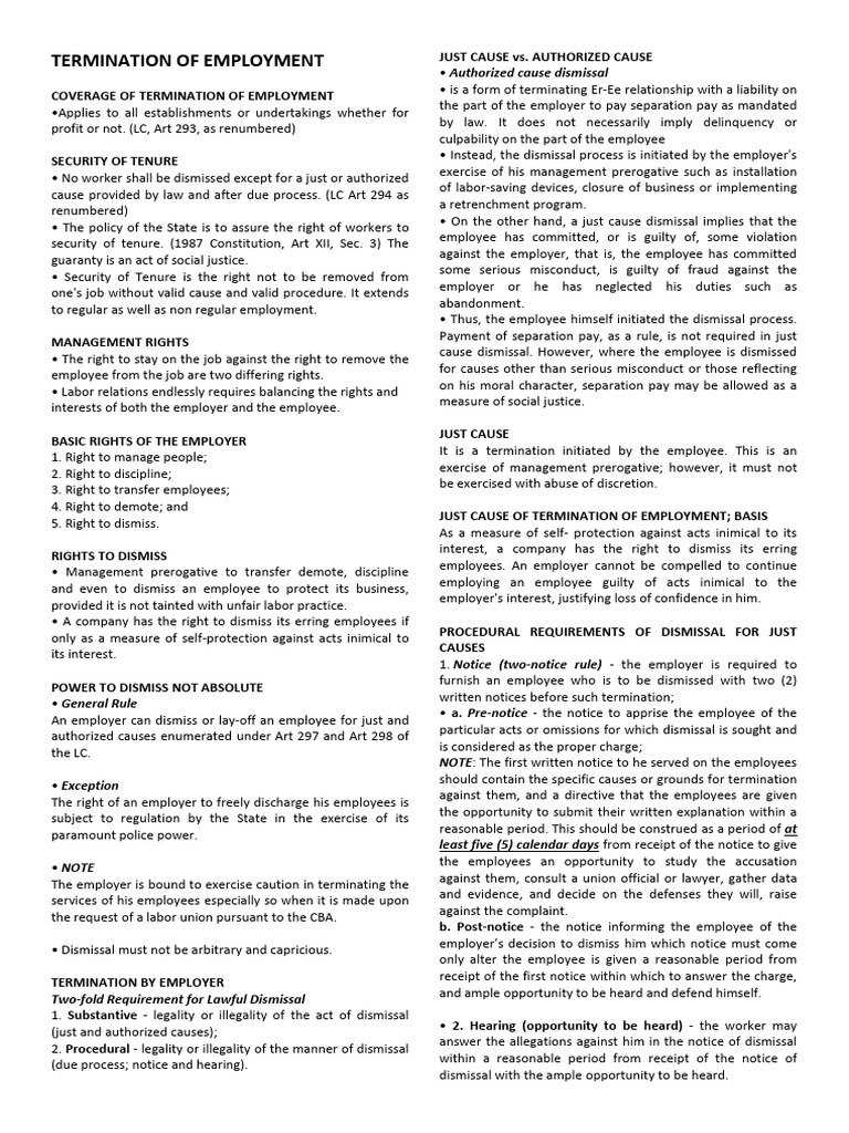 Employment Termination Rights Explained | PDF | Layoff | Employment
