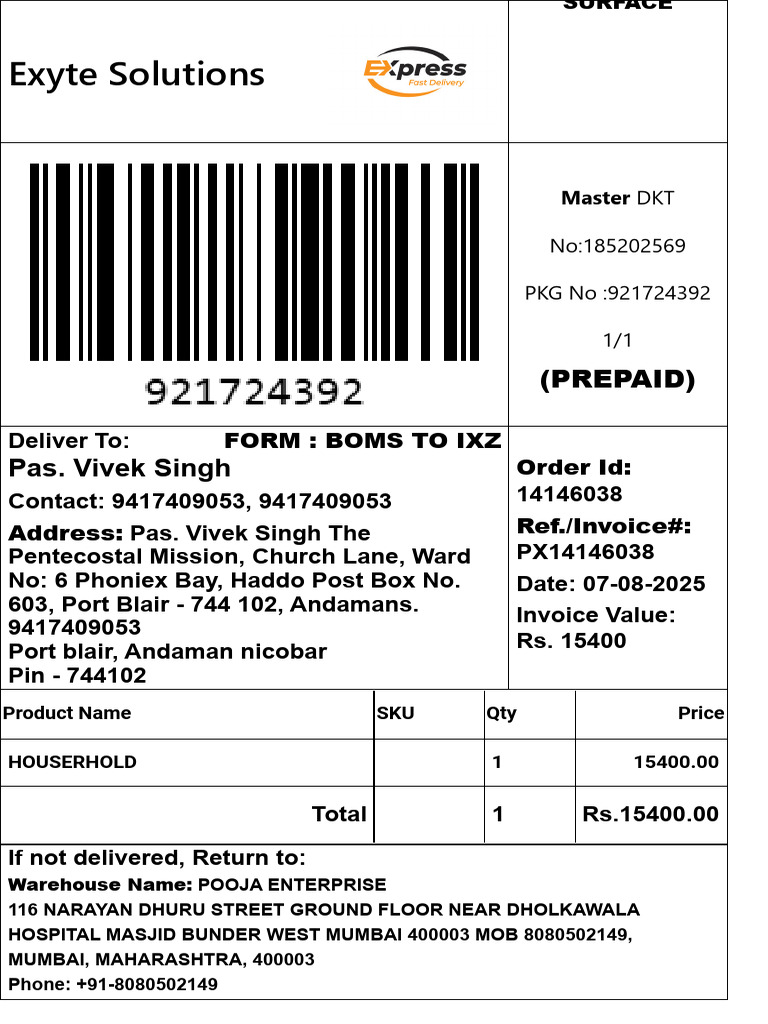 Port Blair Labels | PDF