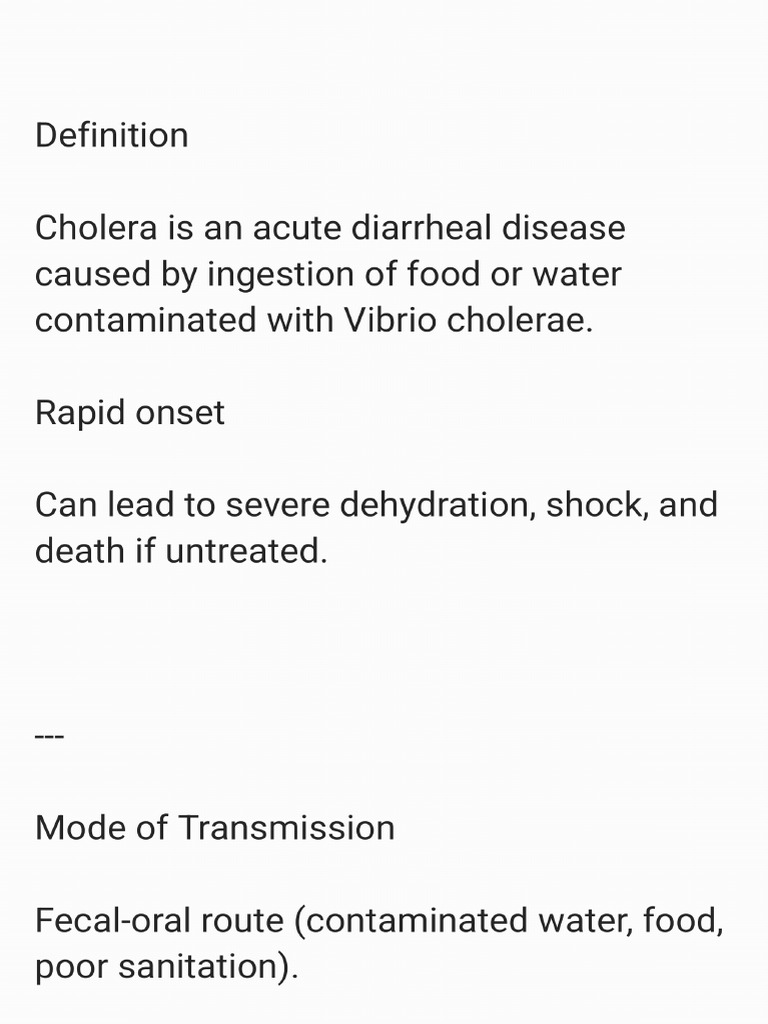Cholera (NCLEX Notes) 250829 221230 | PDF