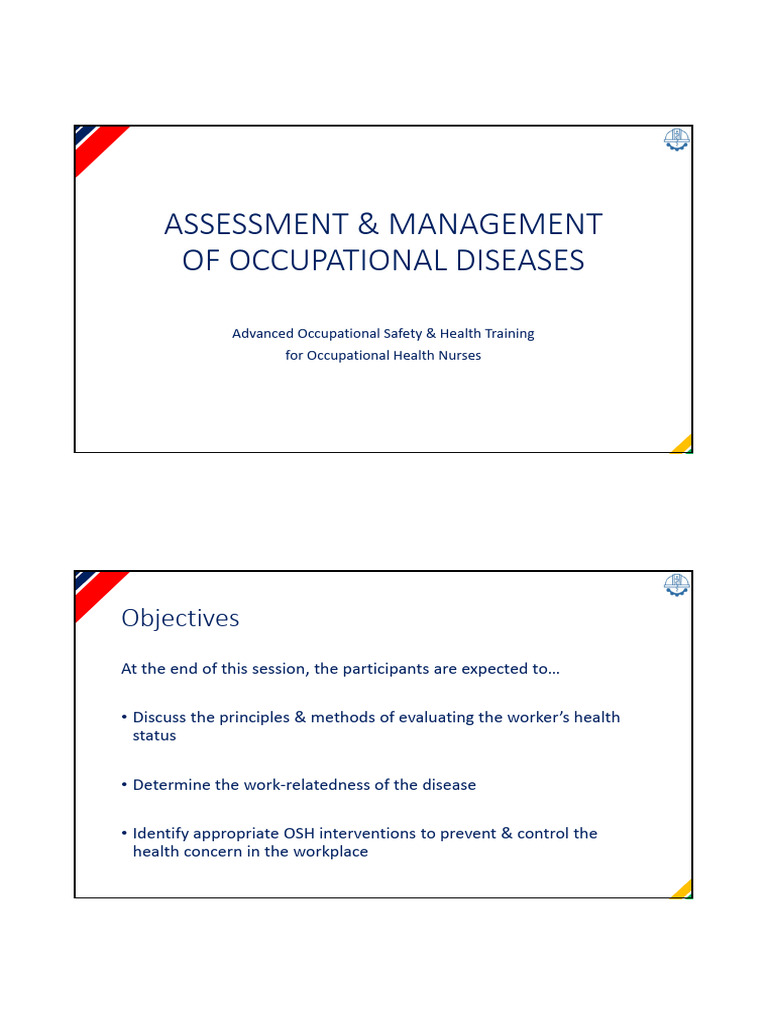 Occupational Disease Management Training | PDF | Occupational Safety ...