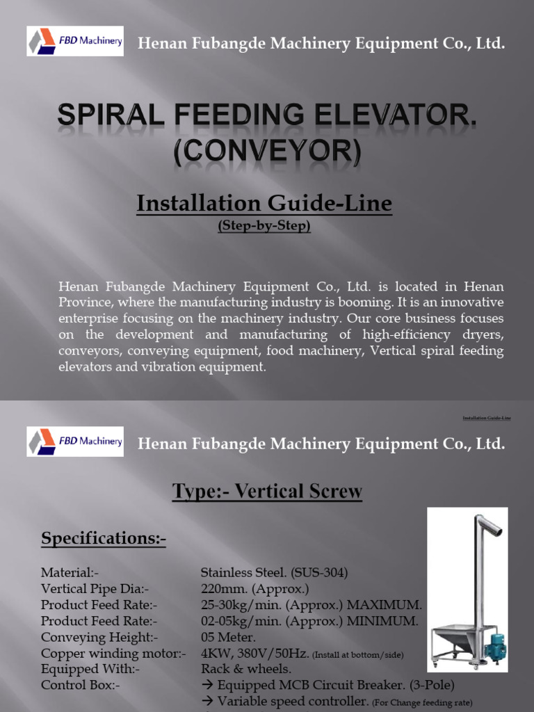 Vertical Spiral Elevator Installation Guide | PDF | Elevator ...