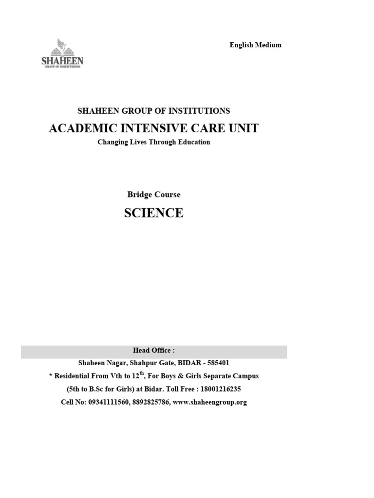Shaheen Group Science Bridge Course | PDF | Tissue (Biology) | Mixture