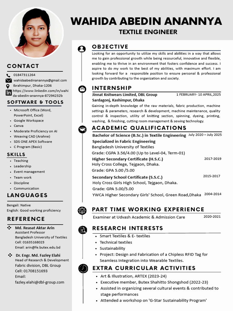 Textile Engineer Resume and Skills | PDF | Textiles