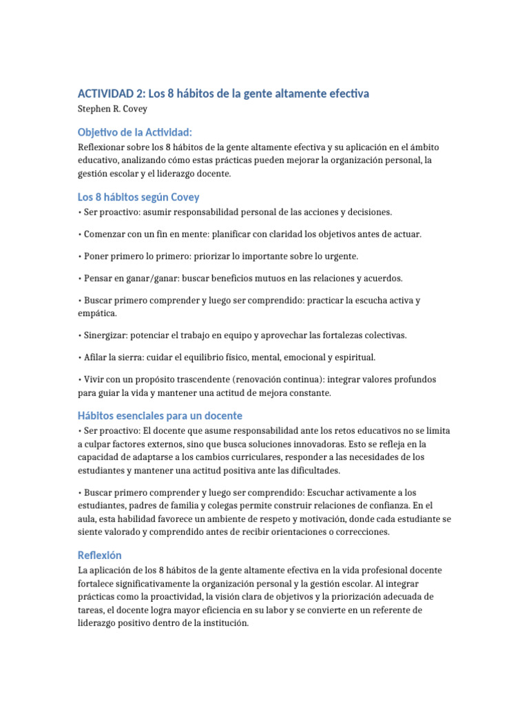 8 Hábitos para Docentes Efectivos | PDF | Liderazgo | Salón de clases