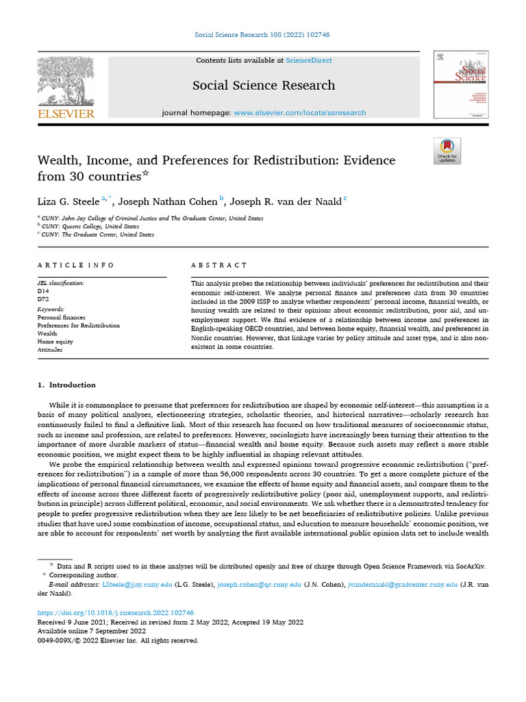 Wealth and Redistribution Preferences Analysis | PDF | Redistribution ...