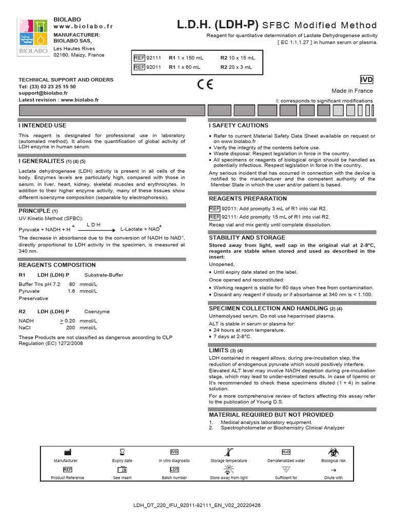 LDH Activity Quantification Method | PDF | Lactate Dehydrogenase