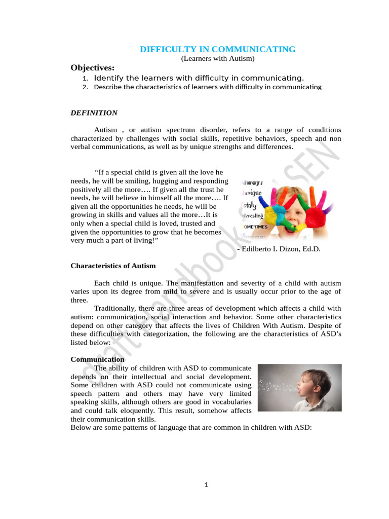 Understanding Communication Challenges in Autism | PDF | Intellectual ...