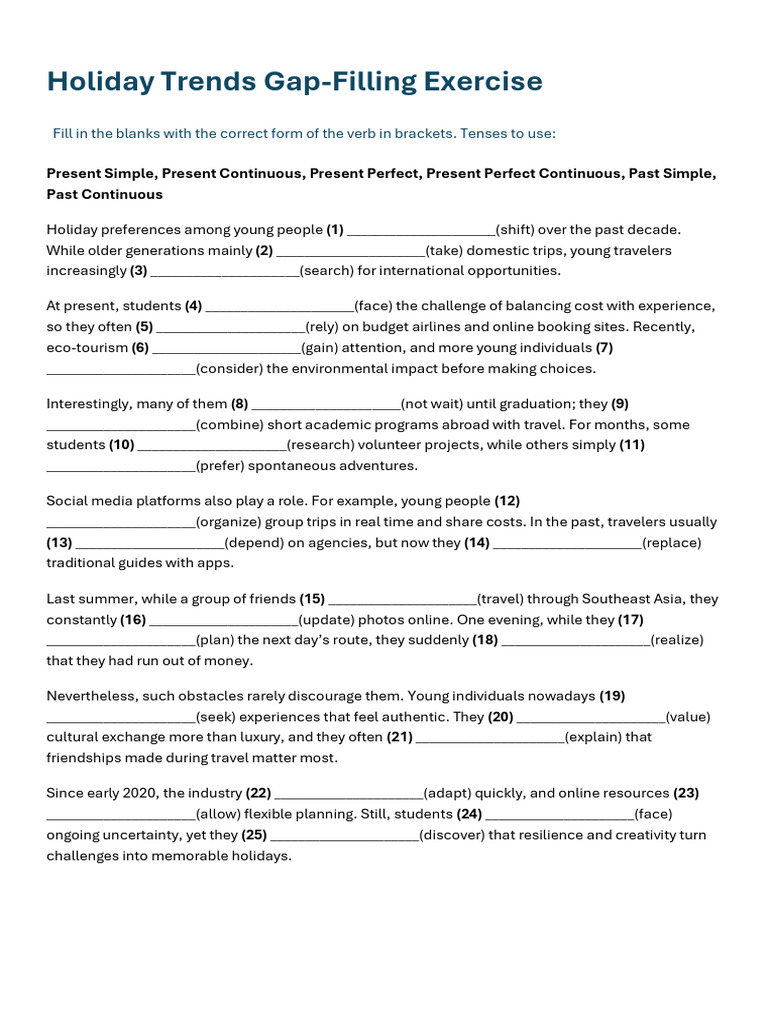 Holiday Trends: Young Travelers' Preferences | PDF