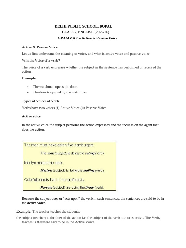 Active and Passive Voice Guide | PDF | Subject (Grammar) | Verb