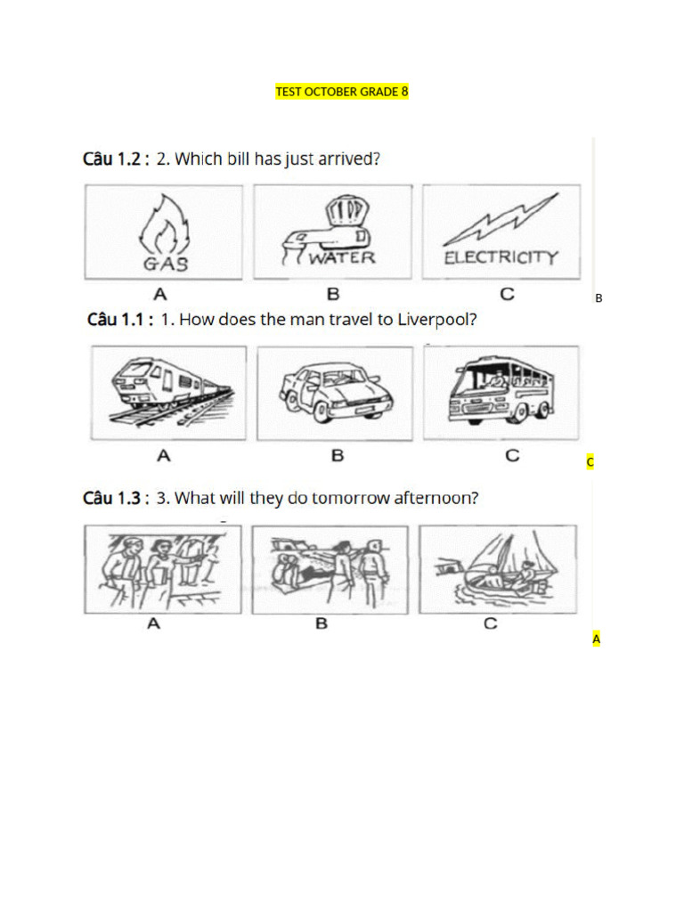 Grade 8 October Test Exercises | PDF | Facebook | Learning