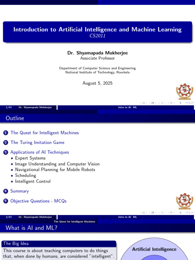 Introduction to AI and Machine Learning | PDF | Artificial Intelligence ...