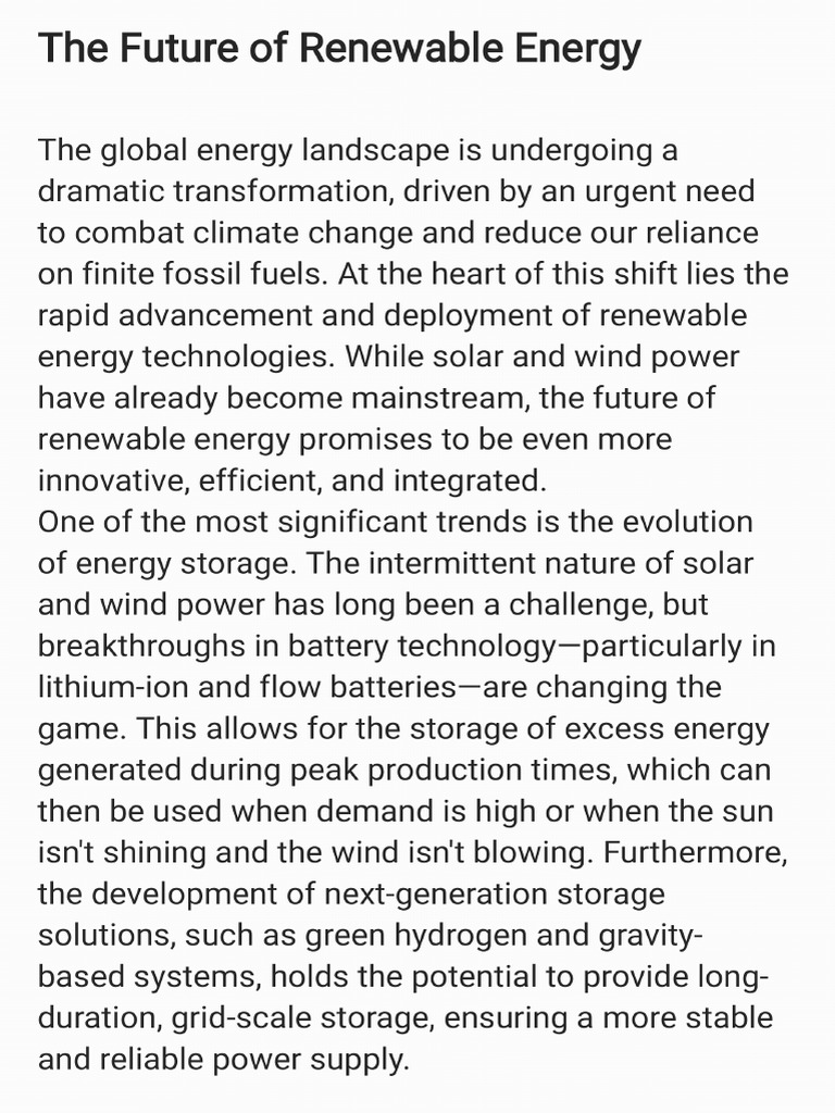 The Future of Renewable Energy | PDF