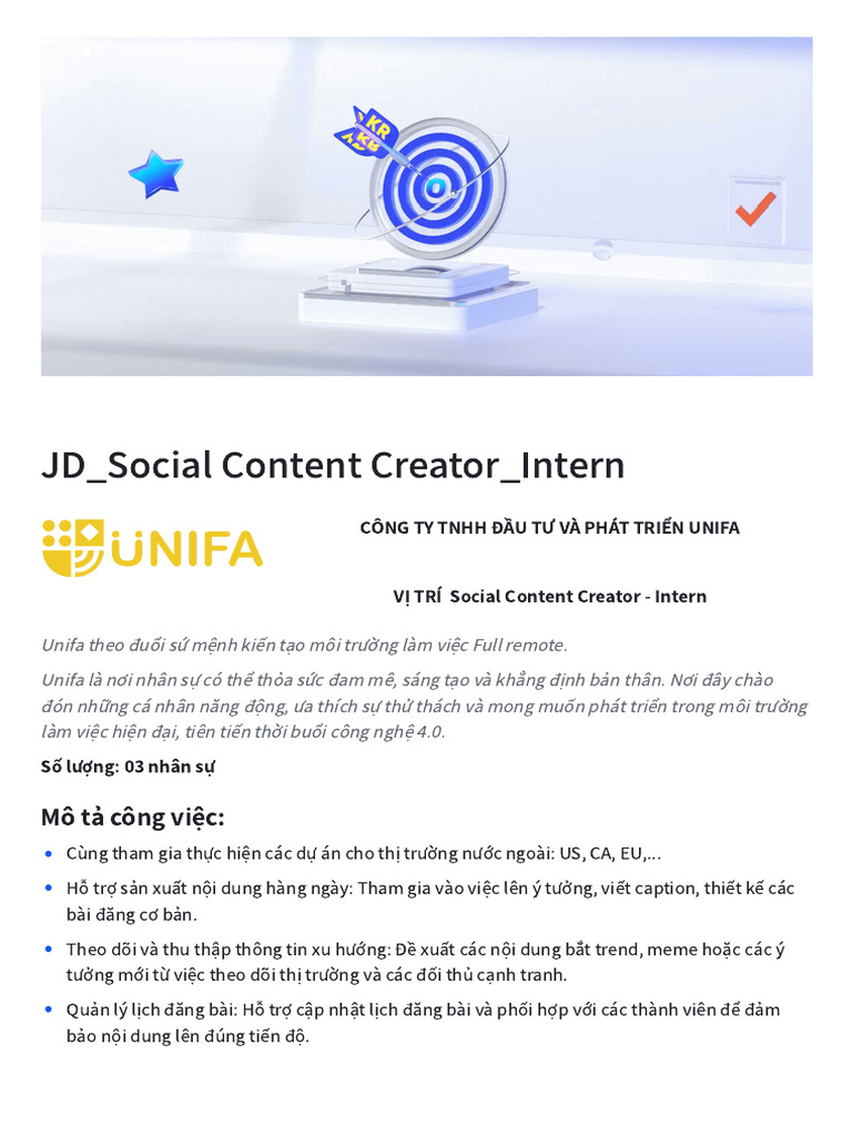 JD Social Content Creator Intern | PDF
