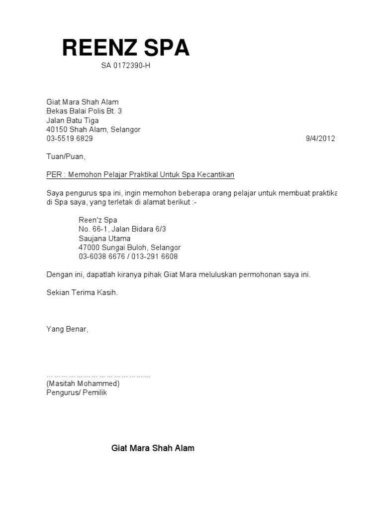 Surat Rasmi Letter | PDF