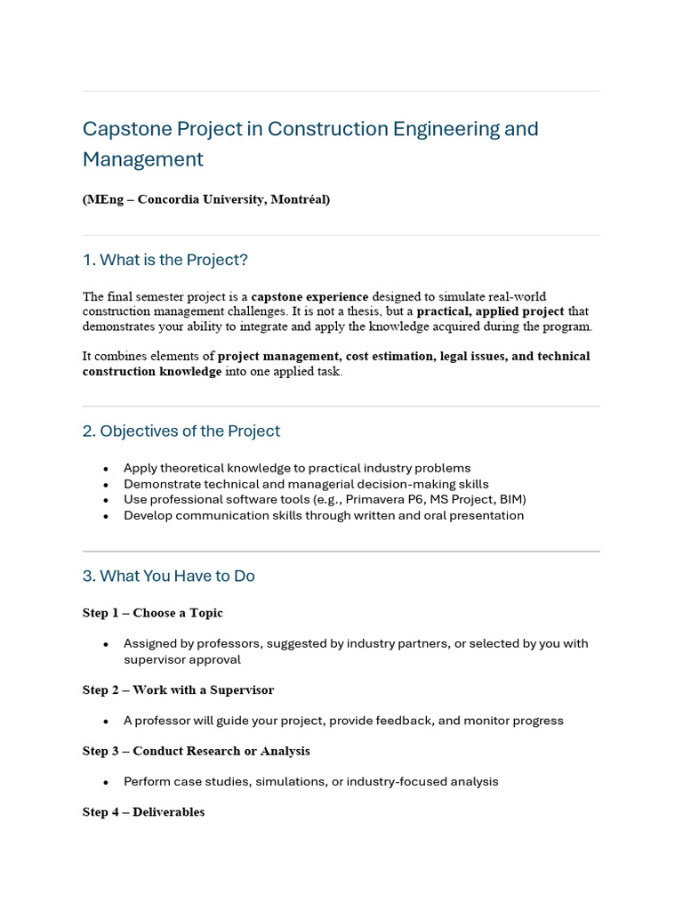 Capstone Project in Construction Management | PDF | Project Management
