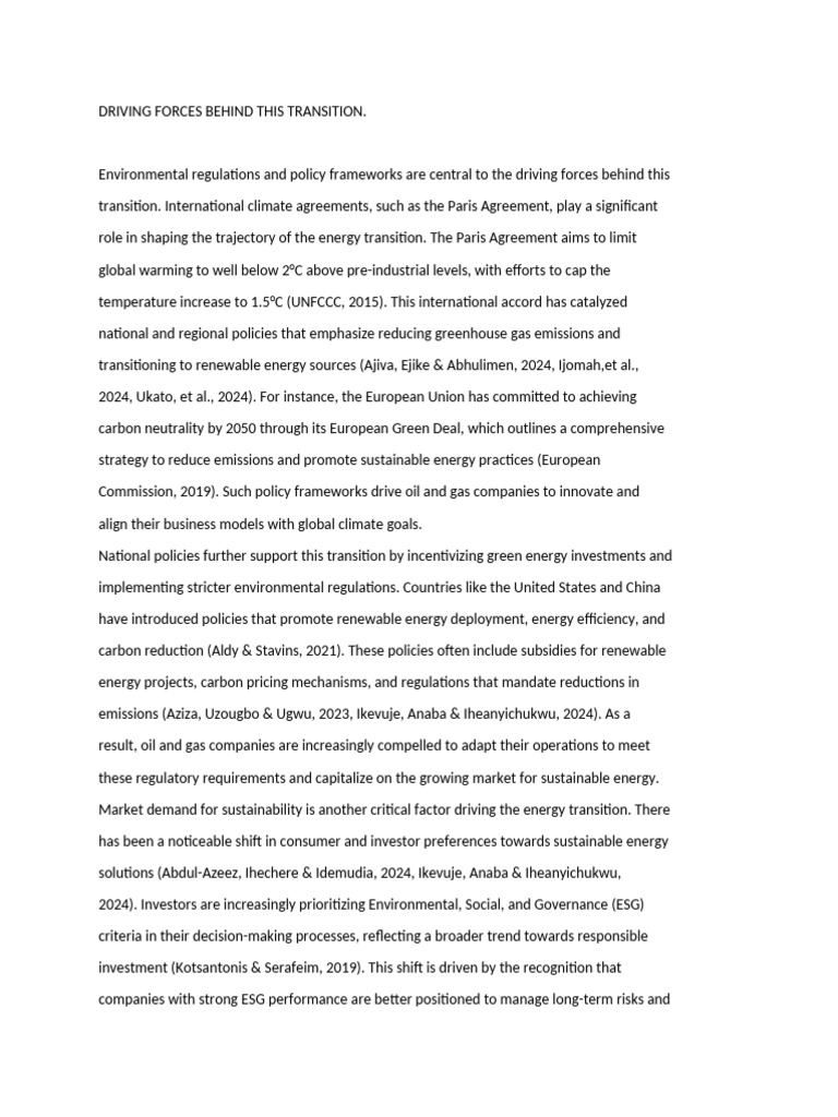 Forces Driving Energy Transition Policies | PDF | Sustainable Energy ...