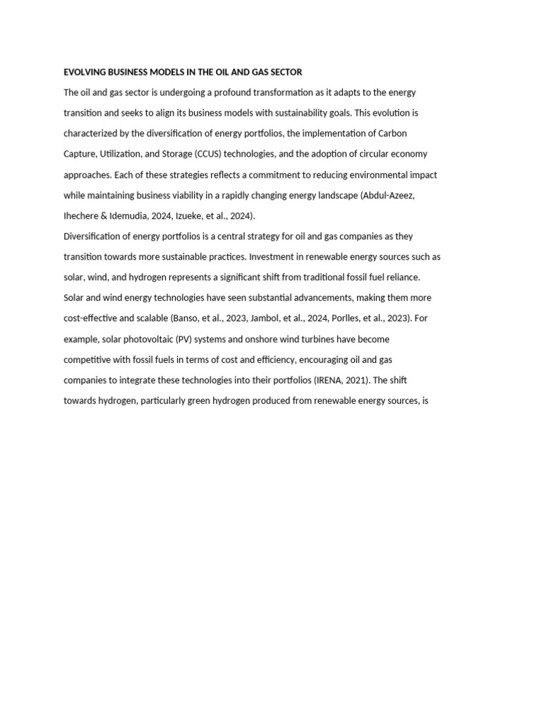 Evolving Business Models in The Oil and Gas Sector | PDF