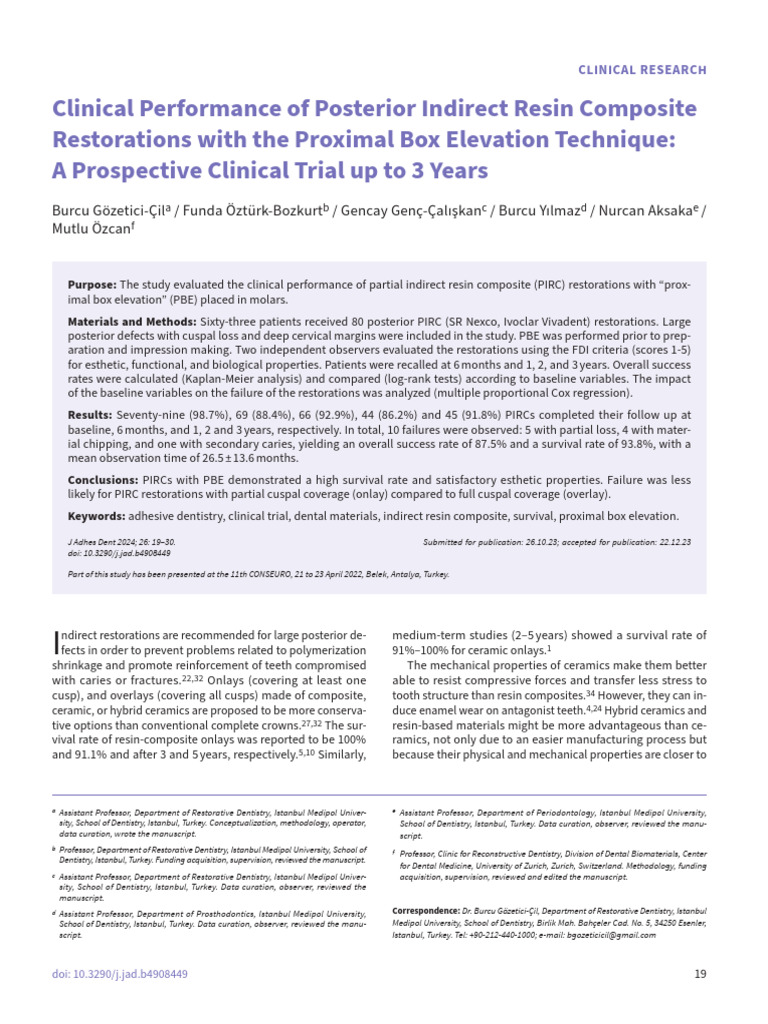 Clinical Trial on Resin Composite Restorations | PDF | Dental Composite ...