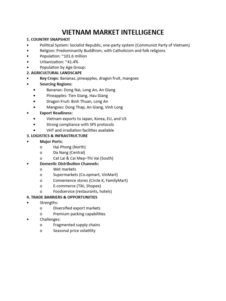 Vietnam Market Intelligence | PDF